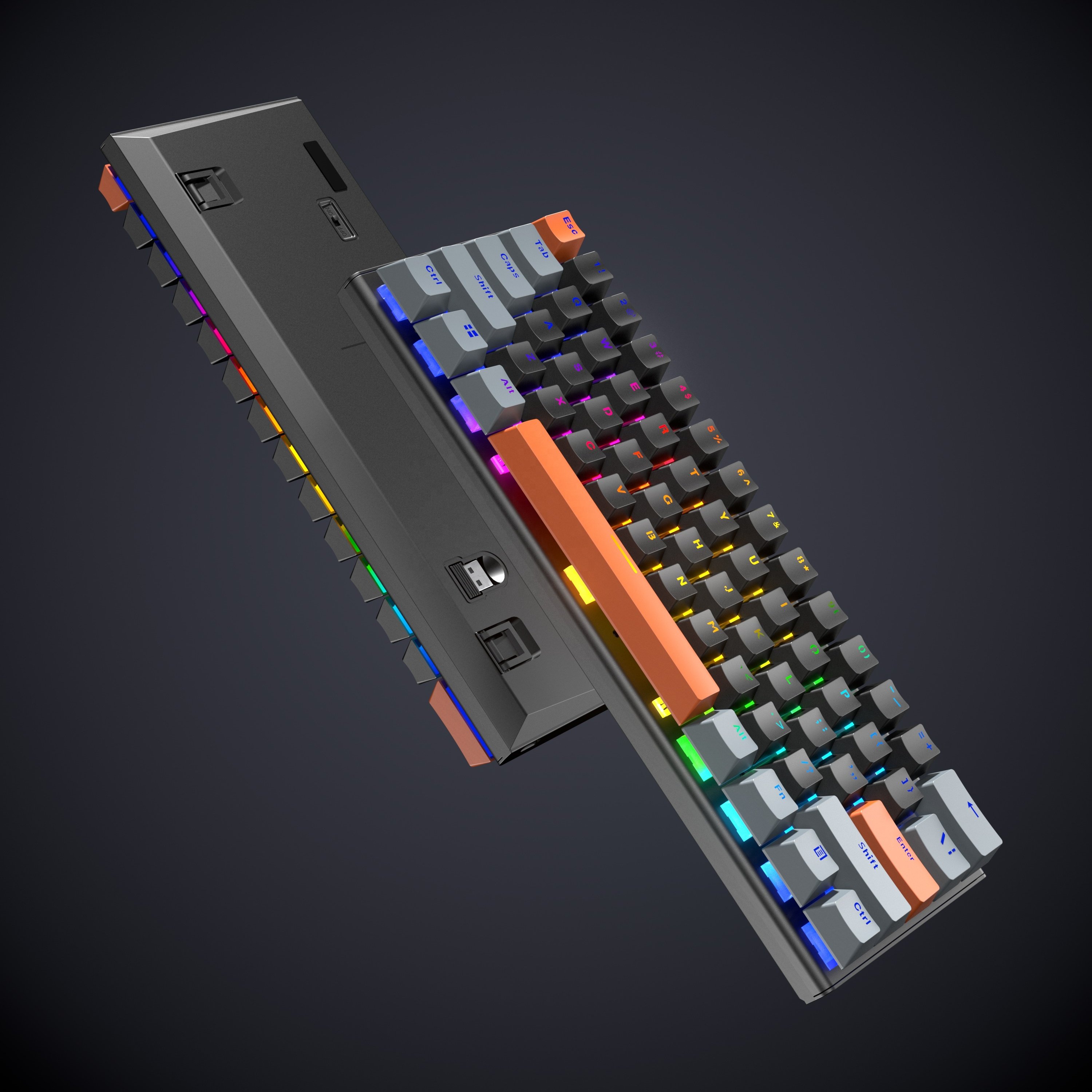 High Quality 64 Keys Wired Wireless Keyboard RGB Backlit Mechanical Keyboard