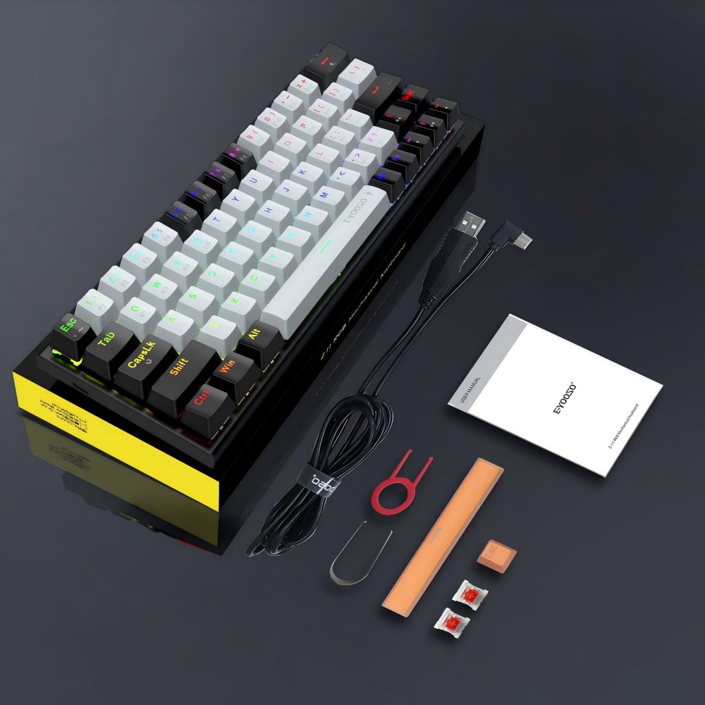 61 Keys Computer Wireless Mechanical Gaming Keyboard RGB LED Backlit Ergonomic Design Keyboard Cheap Gaming Keyboard