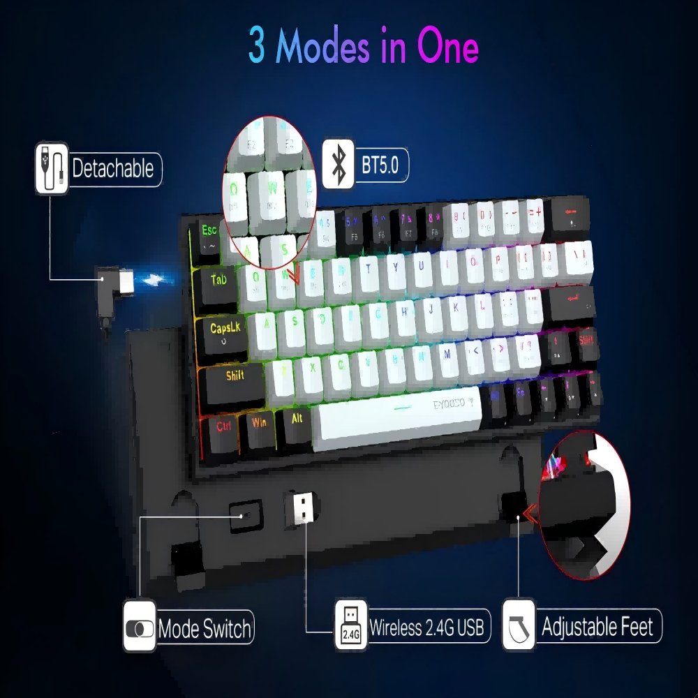 61 Keys Computer Wireless Mechanical Gaming Keyboard RGB LED Backlit Ergonomic Design Keyboard Cheap Gaming Keyboard