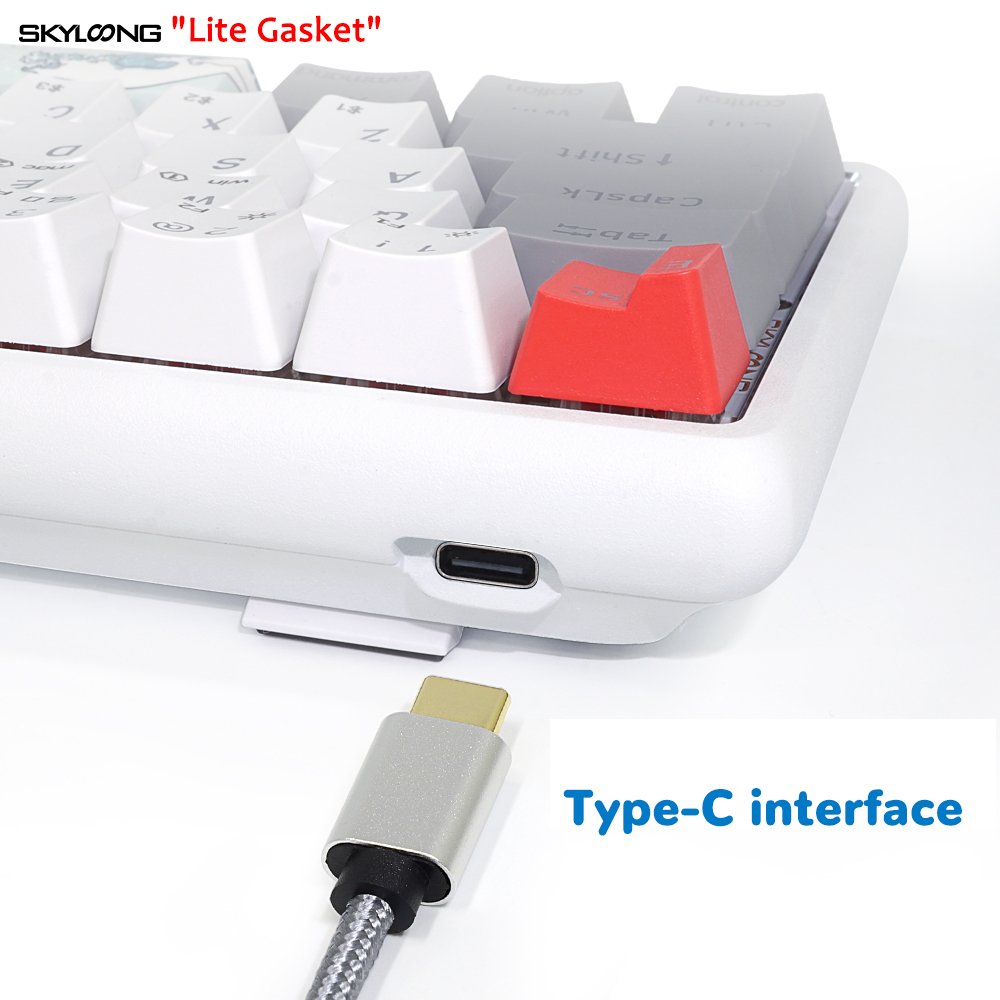 SKYLOONG newest release GK61 in Lite gasket OEM PBT coral keycaps Gateron switch rgb gaming mechanical keyboard