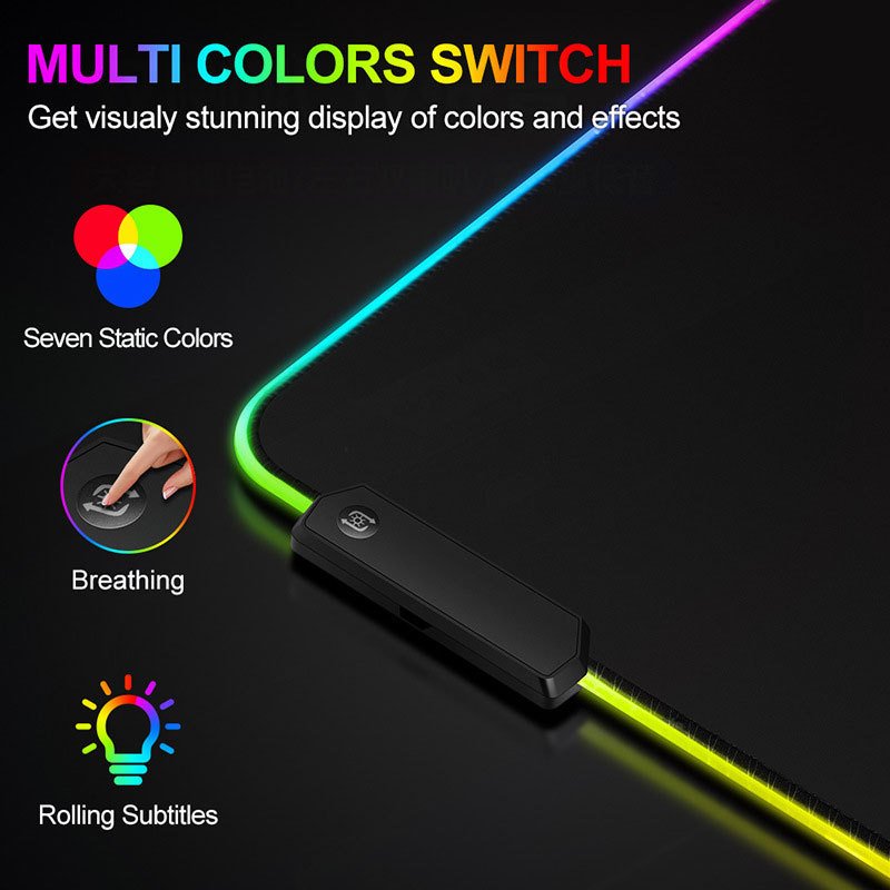Custom Sublimation Printing High Quality Glowing RGB LED Mouse Pad and Keyboard Mat USB Gaming Mousepad with 14 Glowing Mouspad