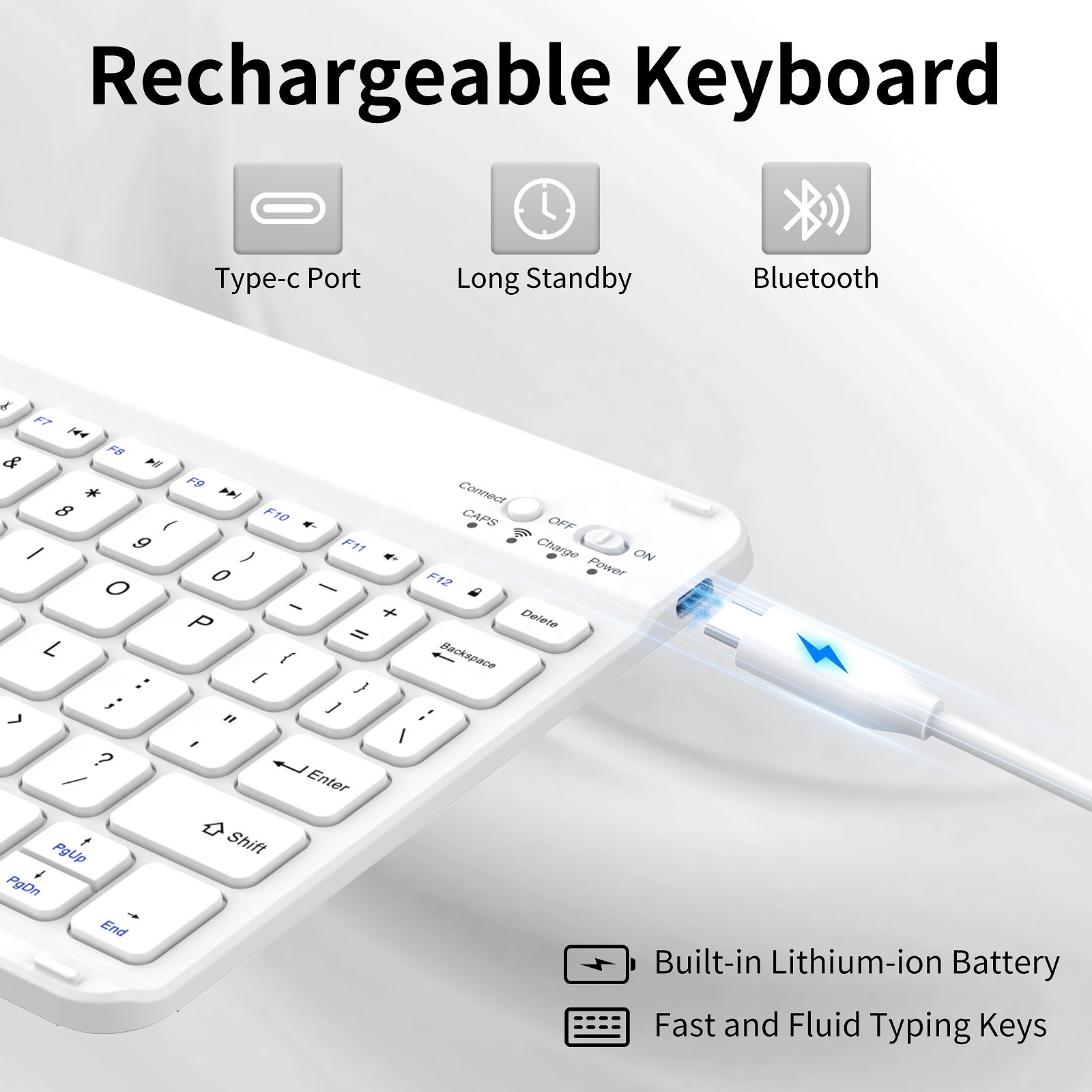 Soft TPU Back Cover with Magnetically Detachable Bluetooth Keyboard Case for iPad Air 5th Generation (2022)