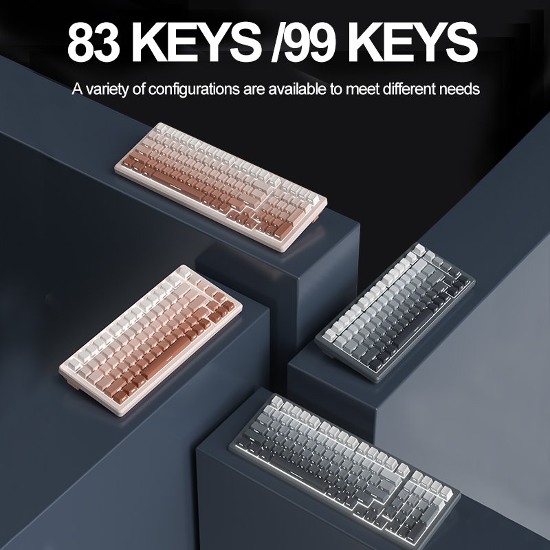 keyboard 84 keys keycap case Hot Swappable 2.4G Wireless BT Wired Rgb Yellow Switch to 62 Mechanical Keyb