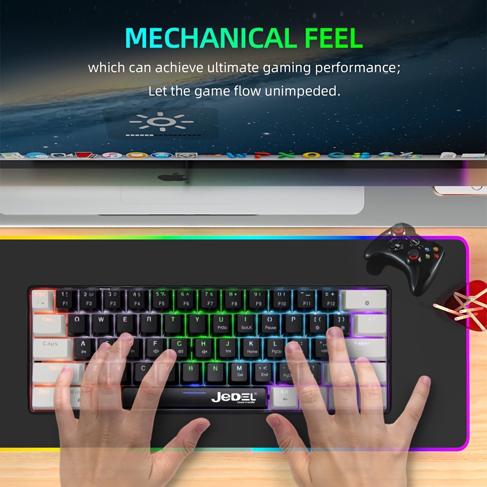 Jedel 68 keys Wired Transparent Mechanical Keyboard 11 modes RGB Light All keys anti-ghost Gaming Keyboard