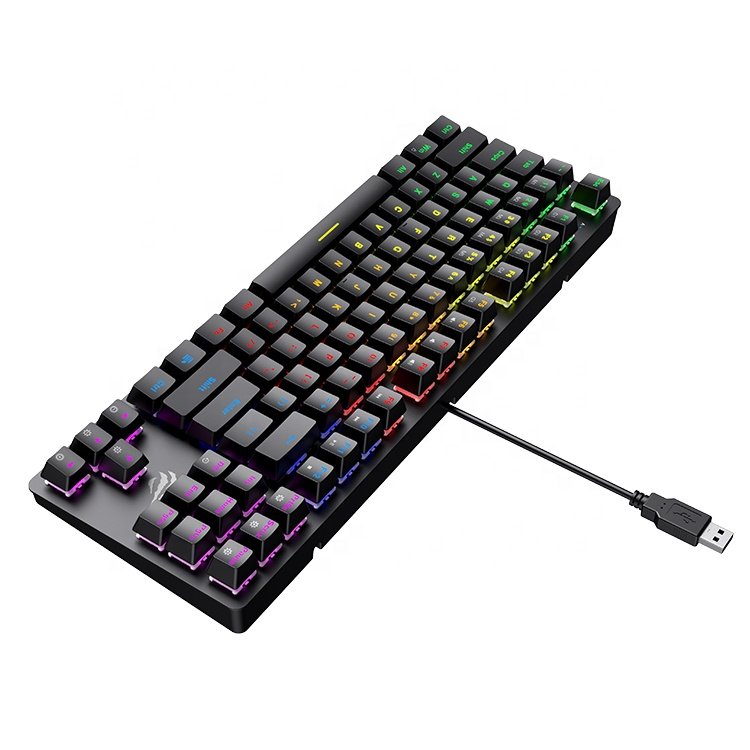 Kb869L Havit Typewriter Mechanical Keyboard LED Usb Gamer Led Wired Computer Laptop 87 Keys Rgb Mechanical Gaming Keyboard