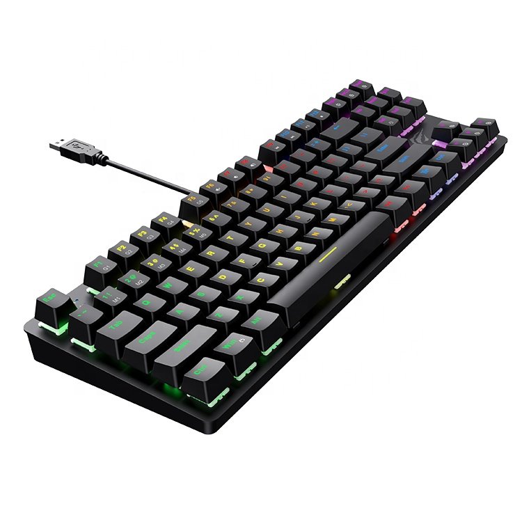 Kb869L Havit Typewriter Mechanical Keyboard LED Usb Gamer Led Wired Computer Laptop 87 Keys Rgb Mechanical Gaming Keyboard