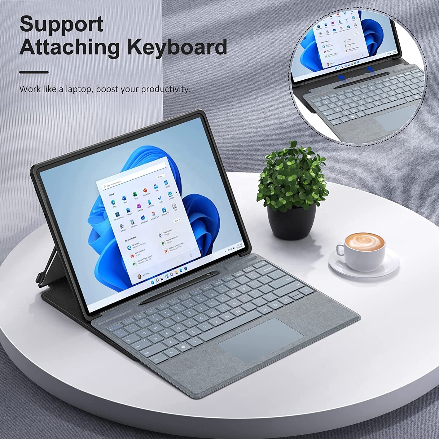 MoKo Unique Clear PC Back Shell Shockproof TPU Universal Tablet Cover Case for Microsoft Surface Pro 8 2021 Pro 9 13 inch 2022