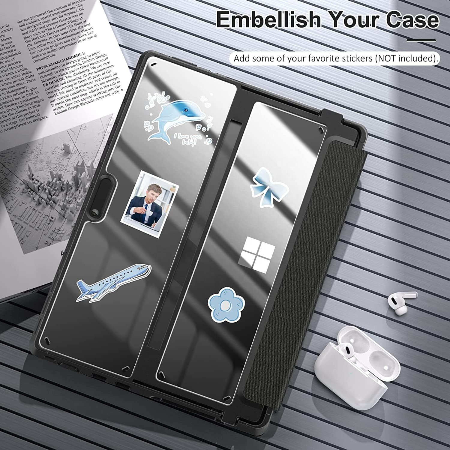 MoKo Unique Clear PC Back Shell Shockproof TPU Universal Tablet Cover Case for Microsoft Surface Pro 8 2021 Pro 9 13 inch 2022
