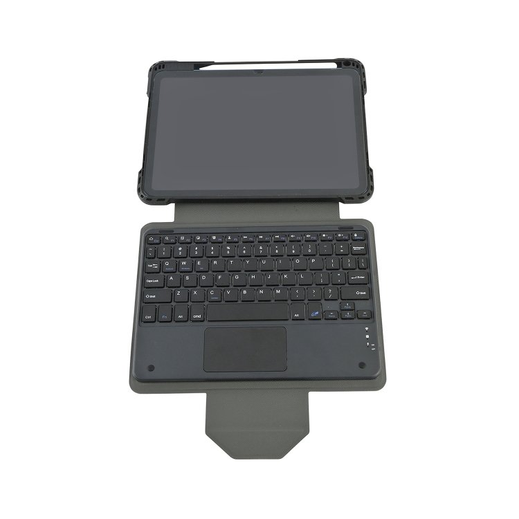 Rugged PU leather folio case with bluetooth touch pad keyboard shockproof 360 degree rotating cover for iPad 10.9" 10G 10th gen
