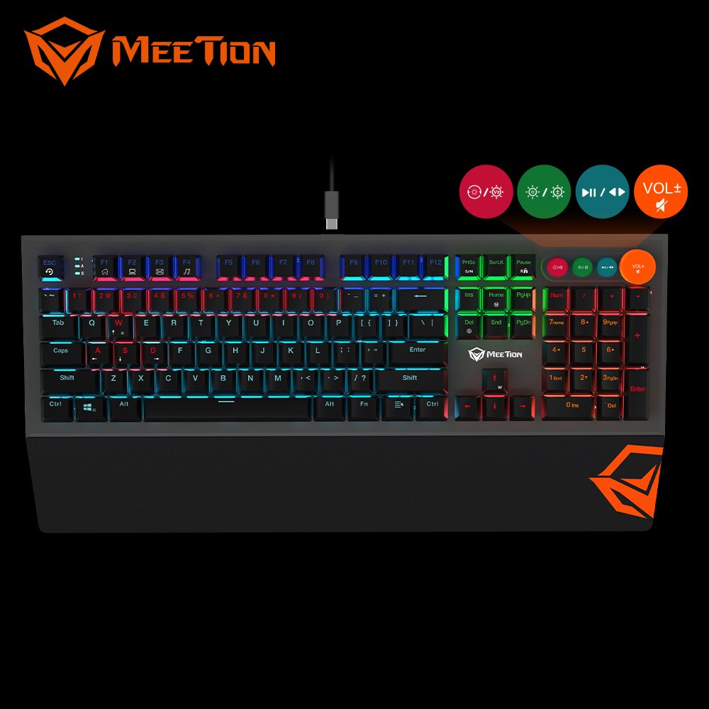 MeeTion MK500 Teclado Keyboard Pc Gamin Ajustable Custom Luces RGB Mechanical Blue Switch Gamer