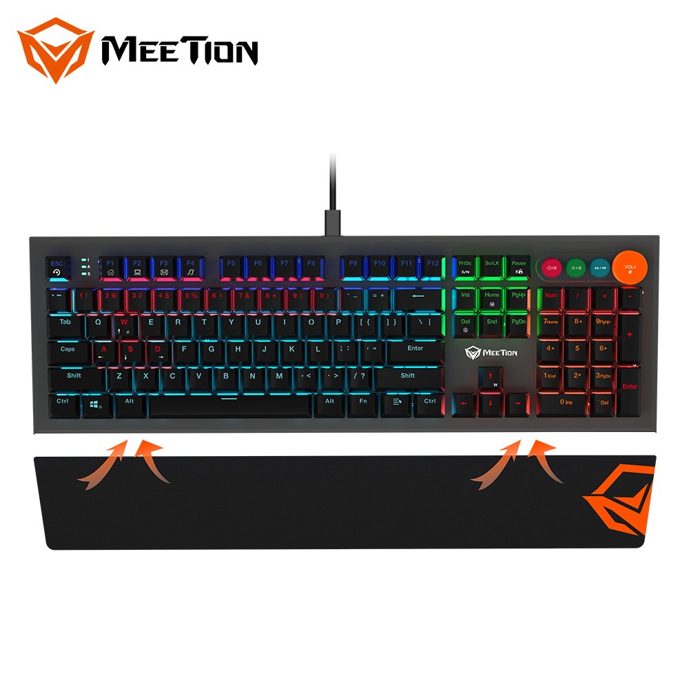 MeeTion MK500 Teclado Keyboard Pc Gamin Ajustable Custom Luces RGB Mechanical Blue Switch Gamer