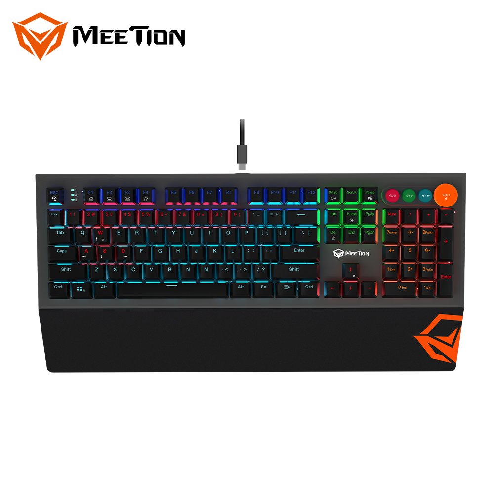 MeeTion MK500 Teclado Keyboard Pc Gamin Ajustable Custom Luces RGB Mechanical Blue Switch Gamer