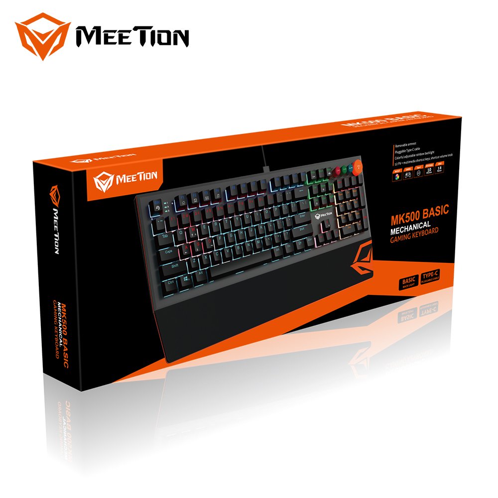 MeeTion MK500 Teclado Keyboard Pc Gamin Ajustable Custom Luces RGB Mechanical Blue Switch Gamer
