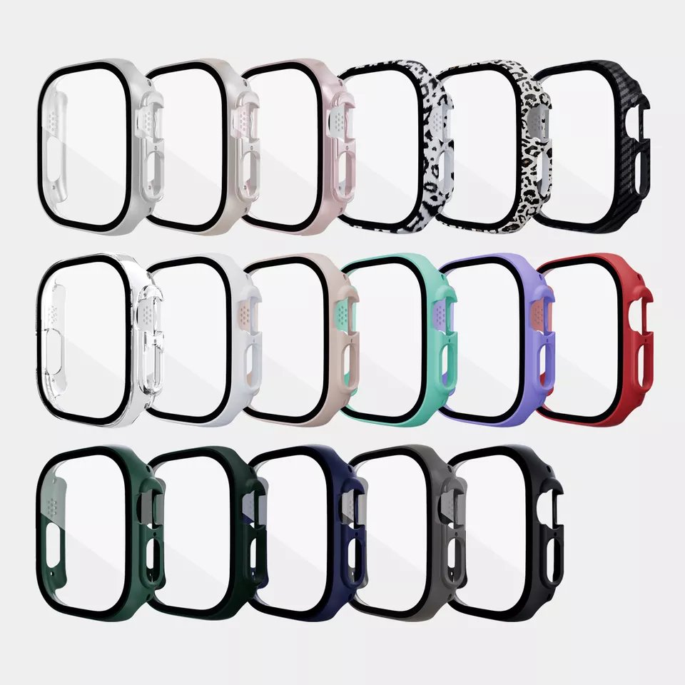 Full Screen Protector Tempered Glass Watch cover with buttons and packaging for Apple Smart watch Series 7 45MM watch case