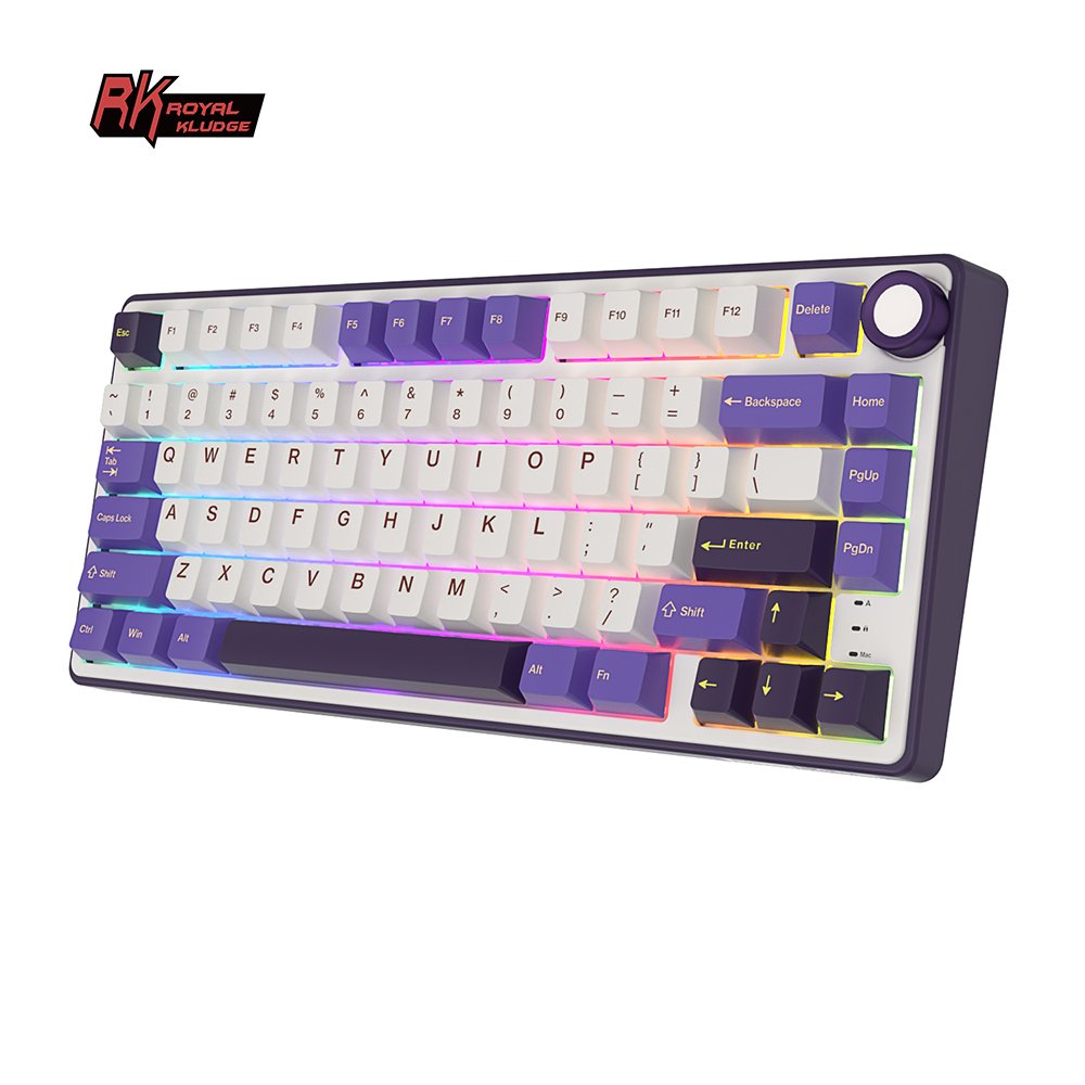RK R75 RK ROYAL KLUDGE SkyCyan Gasket Wired Mechanical Keyboard 75% DIY Hotswap Keyboard PBT Colorblock Keycap Keyboard