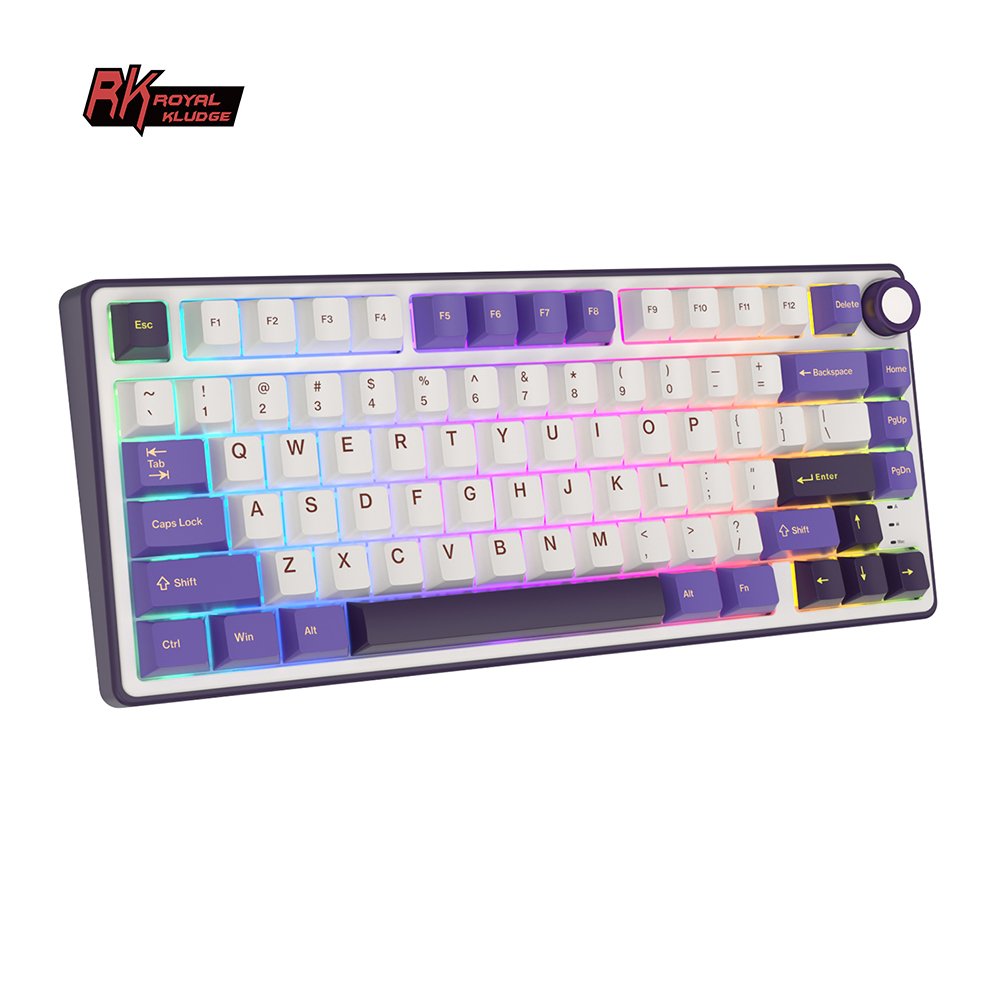 RK R75 RK ROYAL KLUDGE SkyCyan Gasket Wired Mechanical Keyboard 75% DIY Hotswap Keyboard PBT Colorblock Keycap Keyboard