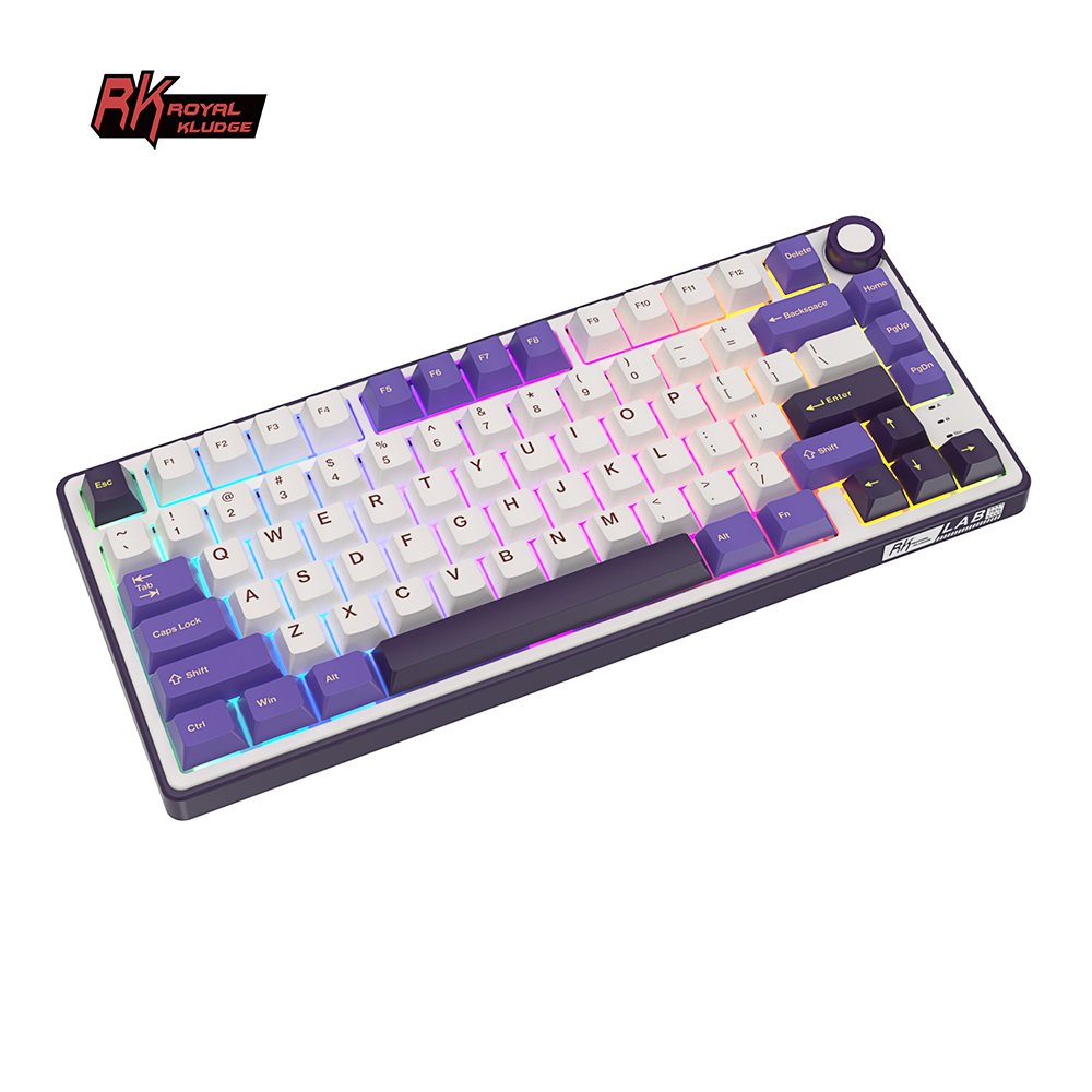 RK R75 RK ROYAL KLUDGE SkyCyan Gasket Wired Mechanical Keyboard 75% DIY Hotswap Keyboard PBT Colorblock Keycap Keyboard