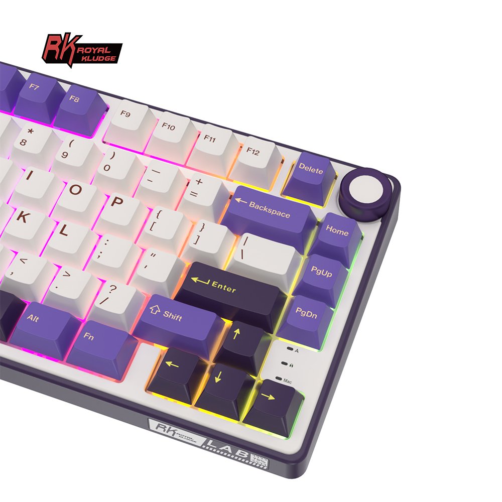 RK R75 RK ROYAL KLUDGE SkyCyan Gasket Wired Mechanical Keyboard 75% DIY Hotswap Keyboard PBT Colorblock Keycap Keyboard