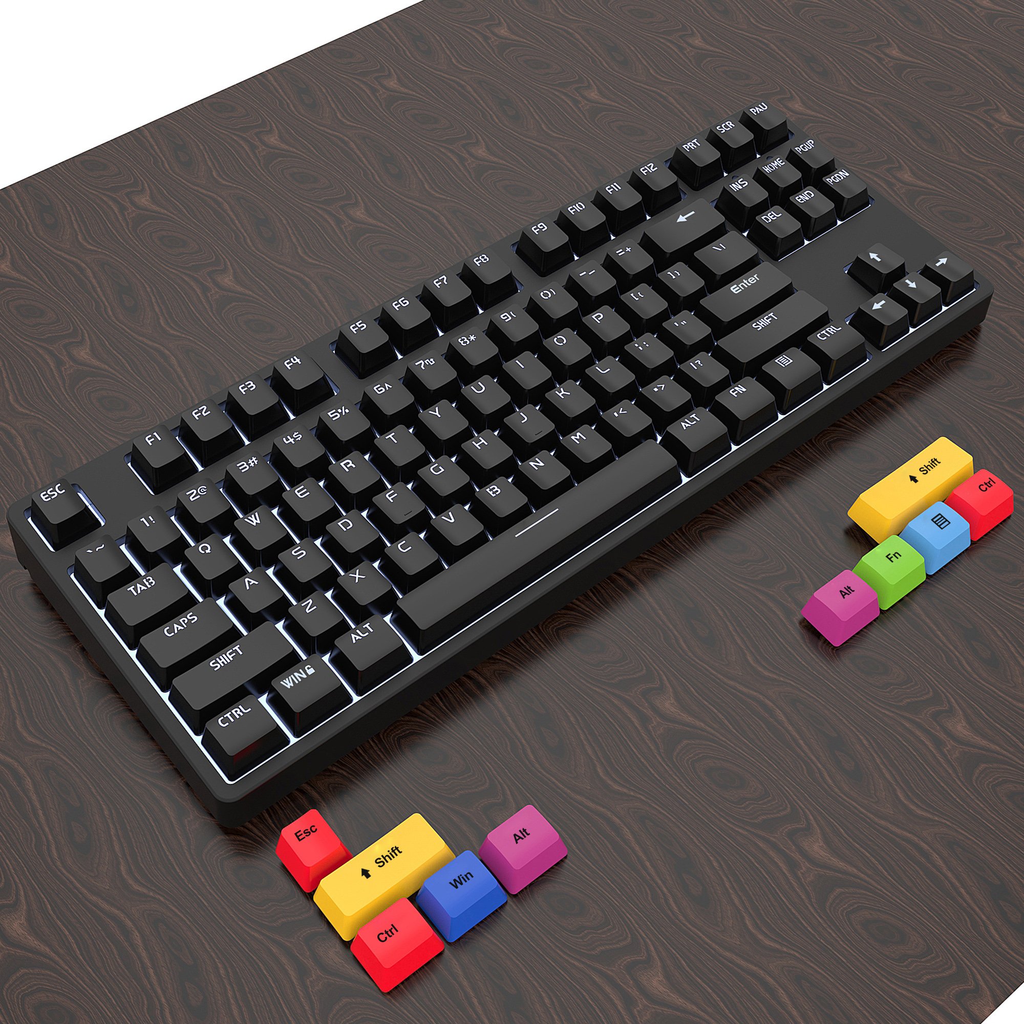 Wholesale HXSJ L600 87key LED backlit Type-C hot-swap switch fashionable office game USB wired mechanical keyboards for desktop