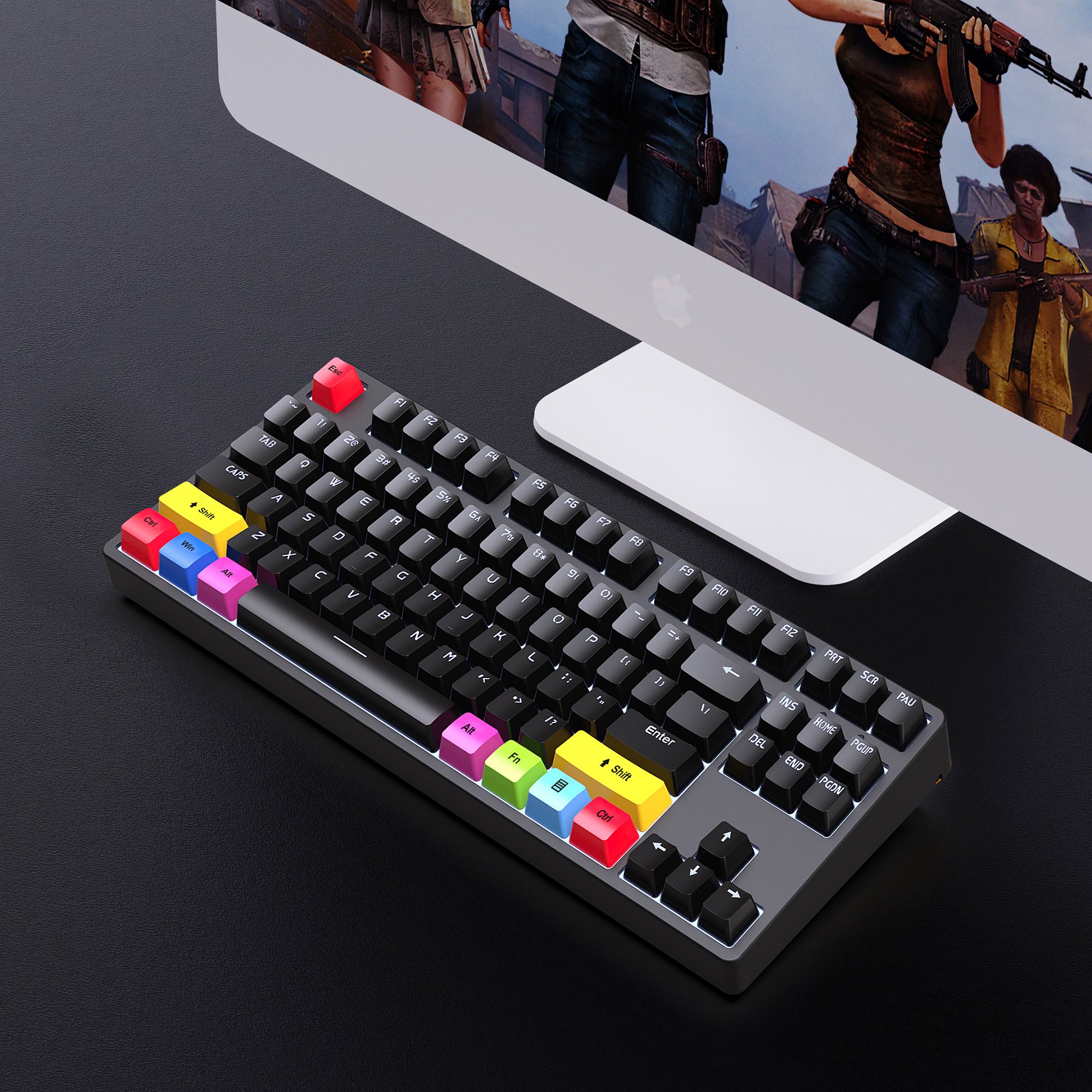Wholesale HXSJ L600 87key LED backlit Type-C hot-swap switch fashionable office game USB wired mechanical keyboards for desktop