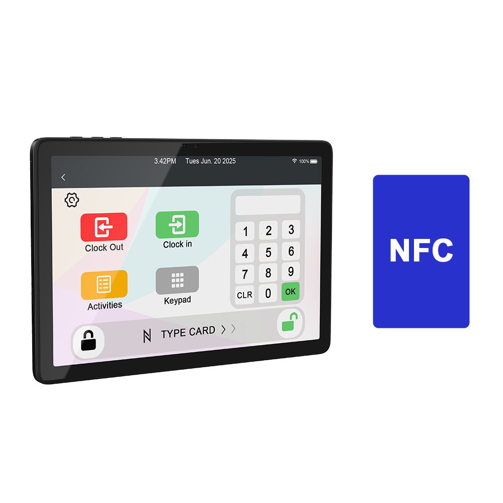 10.1 Inch NFC Attendance Punch Card Machine Access Security Kiosk Smart Tablet Solution for School Office Building