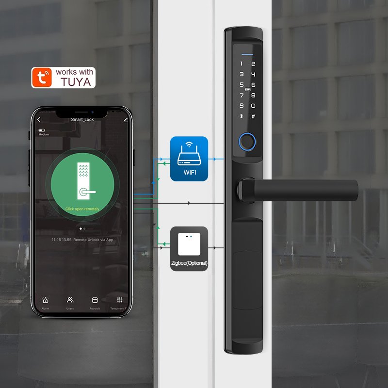 Wholesale China Ip66 Sliding Tuya Handle Door Lock Waterproof Ttlock Fingerprint Digital Smart Lock For Glass Door