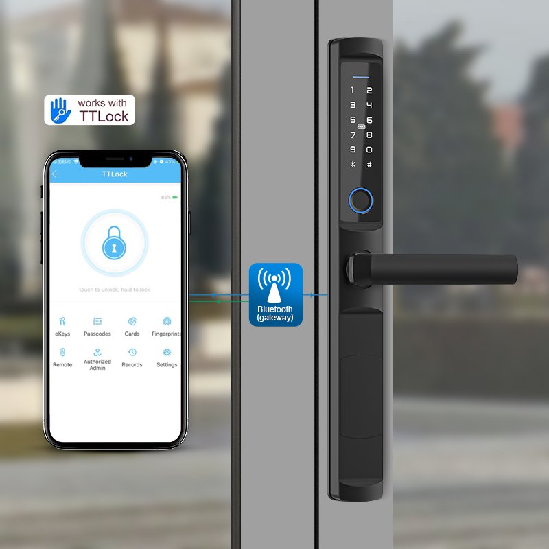 Wholesale China Ip66 Sliding Tuya Handle Door Lock Waterproof Ttlock Fingerprint Digital Smart Lock For Glass Door