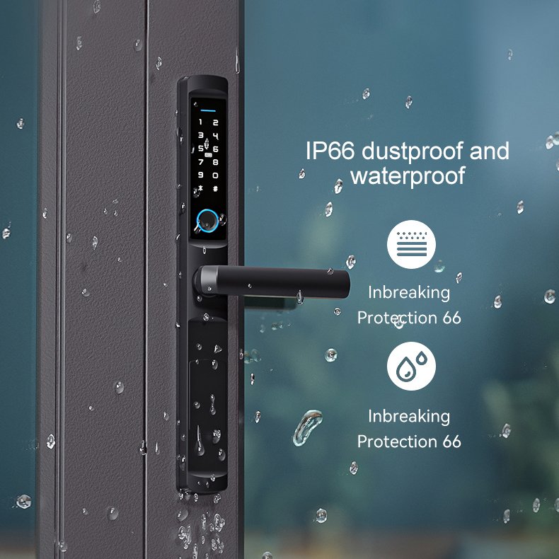 Wholesale China Ip66 Sliding Tuya Handle Door Lock Waterproof Ttlock Fingerprint Digital Smart Lock For Glass Door