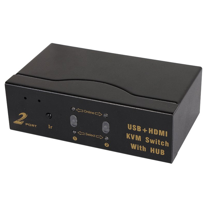 VCOM 2 In 1 Out HDMI KVM Switcher Hotkey Ir Remote Control Dual Computer to Monitor 4K Keyboard USB Switch