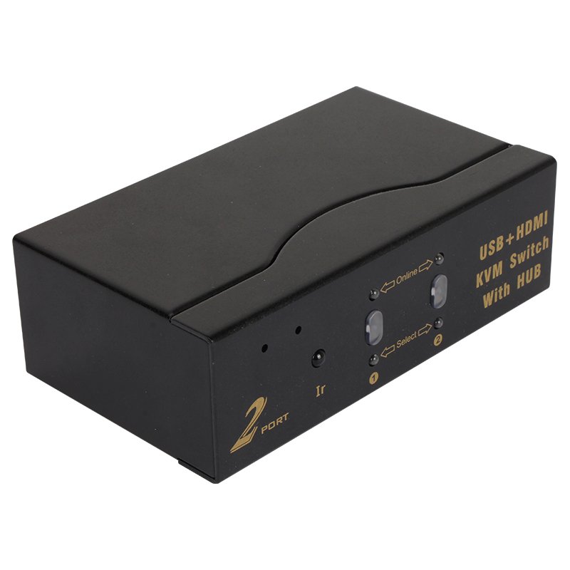VCOM 2 In 1 Out HDMI KVM Switcher Hotkey Ir Remote Control Dual Computer to Monitor 4K Keyboard USB Switch