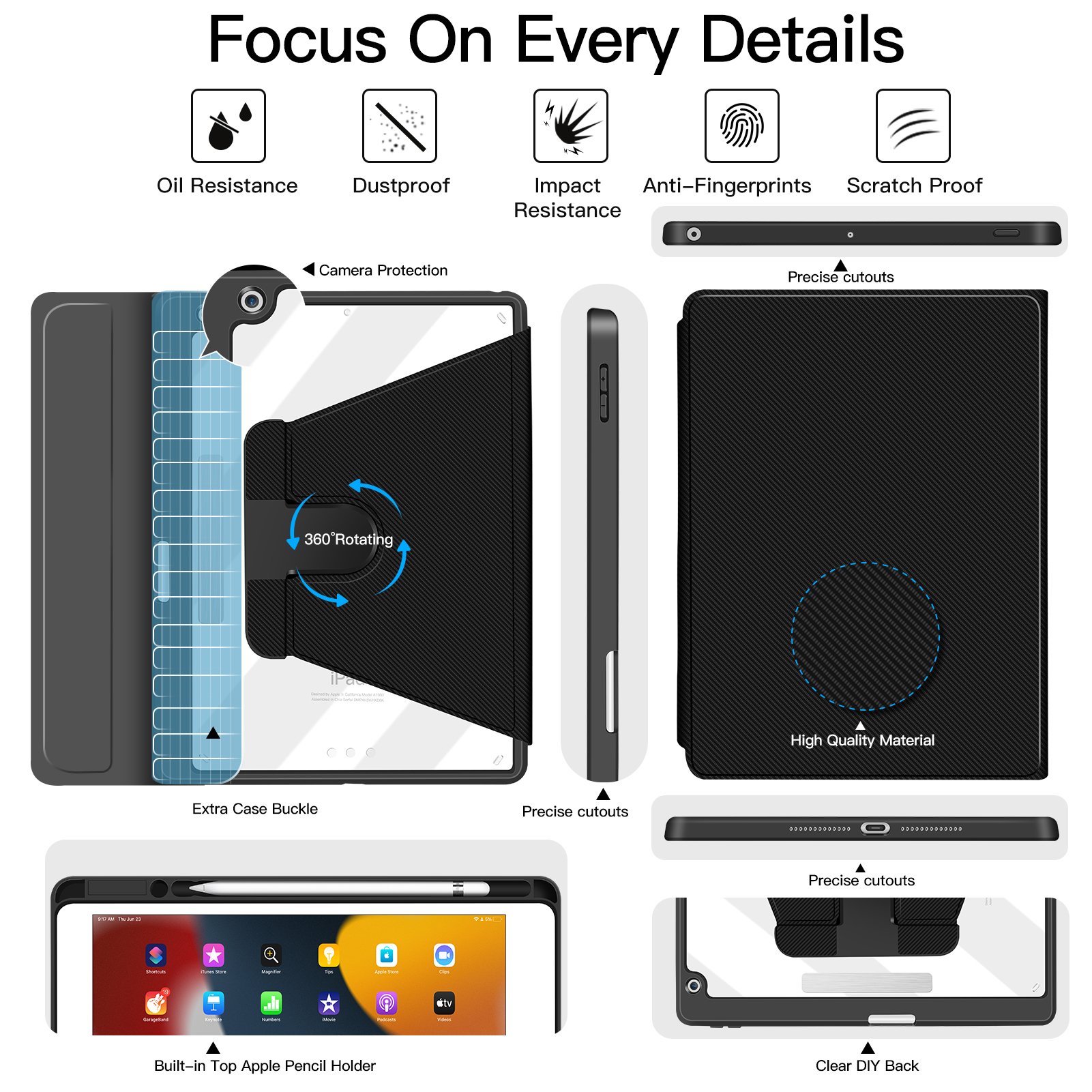For Ipad 10.2 Inch Pu Leather Case Wireless Keyboard Cover For Ipad 7/8/9th Generation