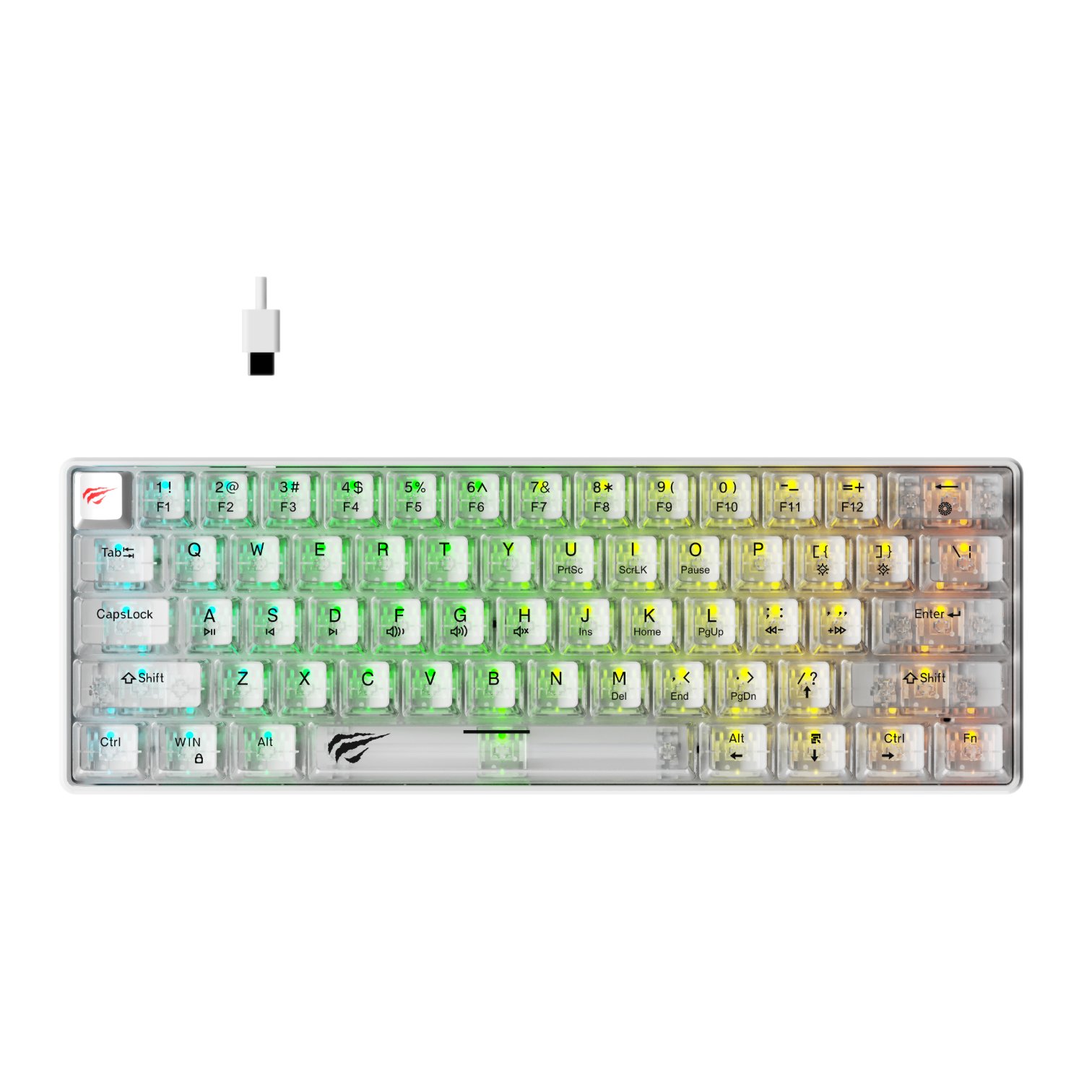 Havit KB887L Hot Selling Gaming Keyboard Usb Fully Transparent Wired Rgb Backlit Mechanical Gaming Keyboard For Computer