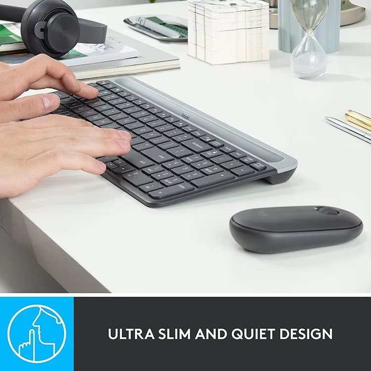 Custom Russian Logitech MK470 Ergonomic Office Pc Mobile Switches Computer Laptop Tablet Wireless RGB Keyboard Mouse Combos