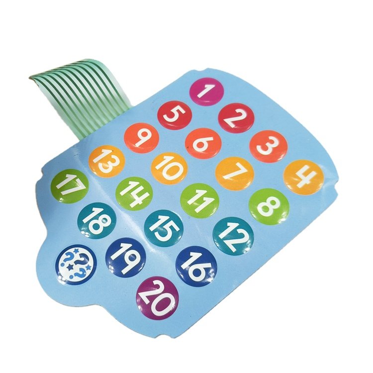 Custom design0 0.125mm polyester material membrane foil keyboard membrane switch toys membrane switch keypad with adhesive