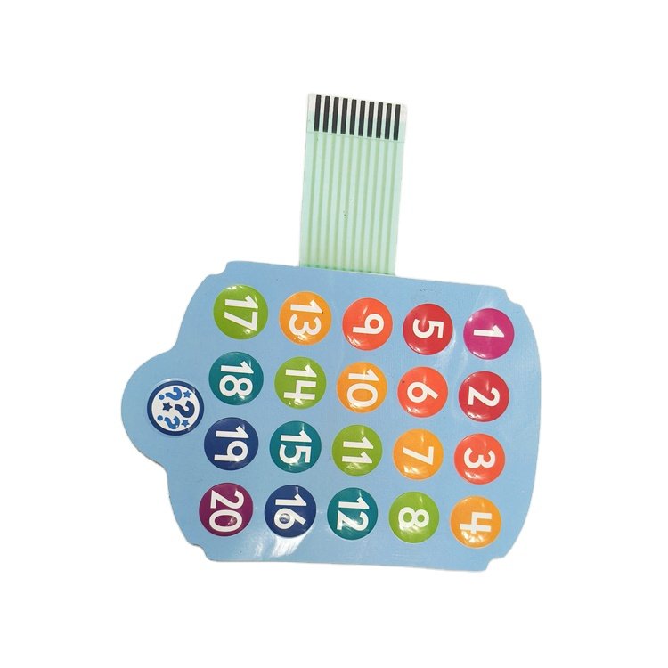 Custom design0 0.125mm polyester material membrane foil keyboard membrane switch toys membrane switch keypad with adhesive