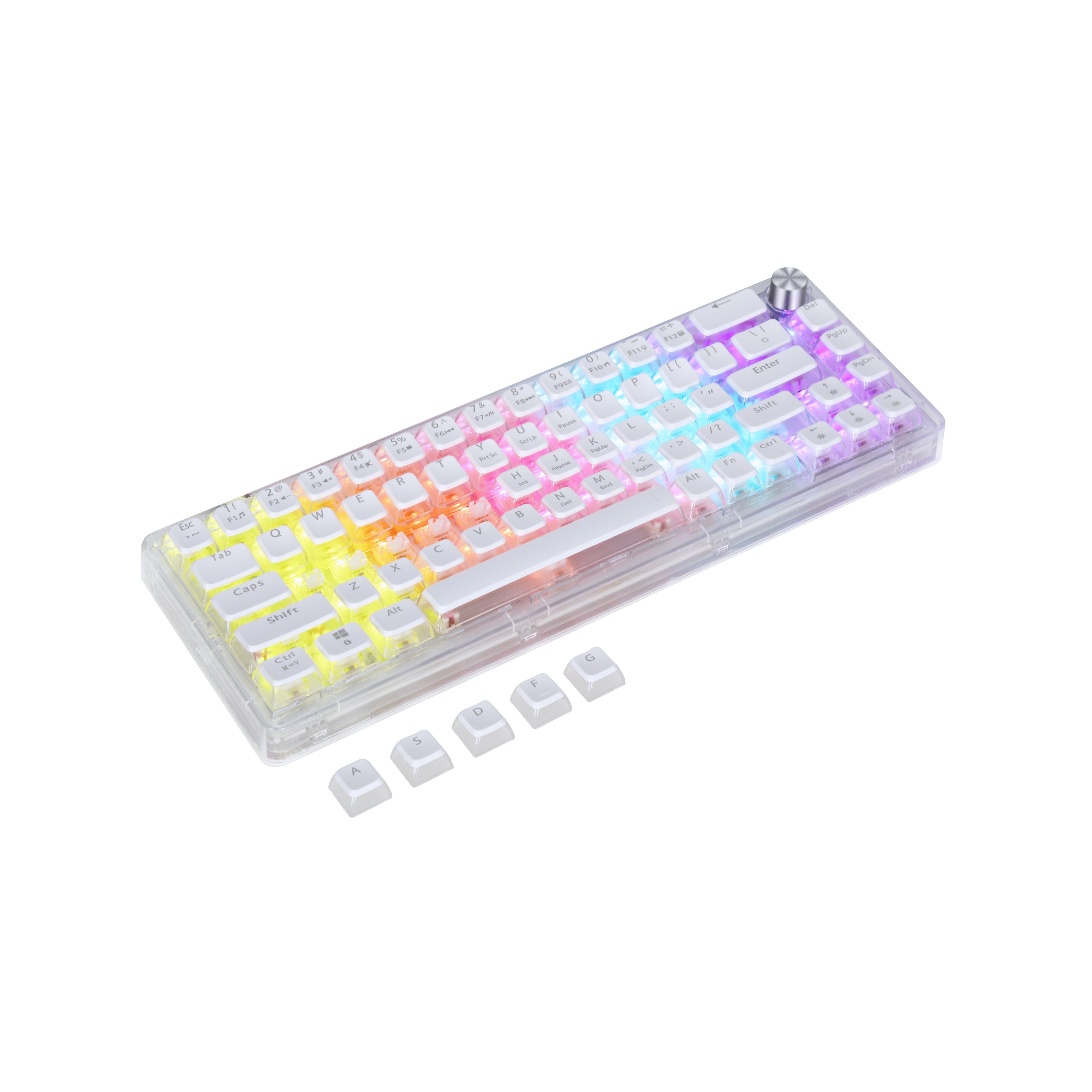 Keywin 60%Transparent Wired Mechanical Gaming Keyboard RGB Gaming Mechanical Keyboard 65 Keys Wired Mechanical Gaming Keyboard