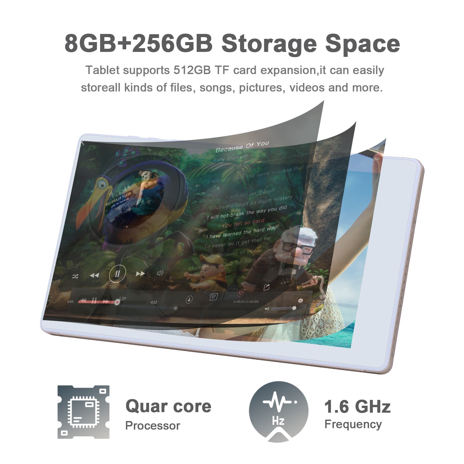 China Making Lcd Screen 8GB RAM 512GB ROM Quad Core 8000mAh for Student Adult Android 12 Tablet Pink
