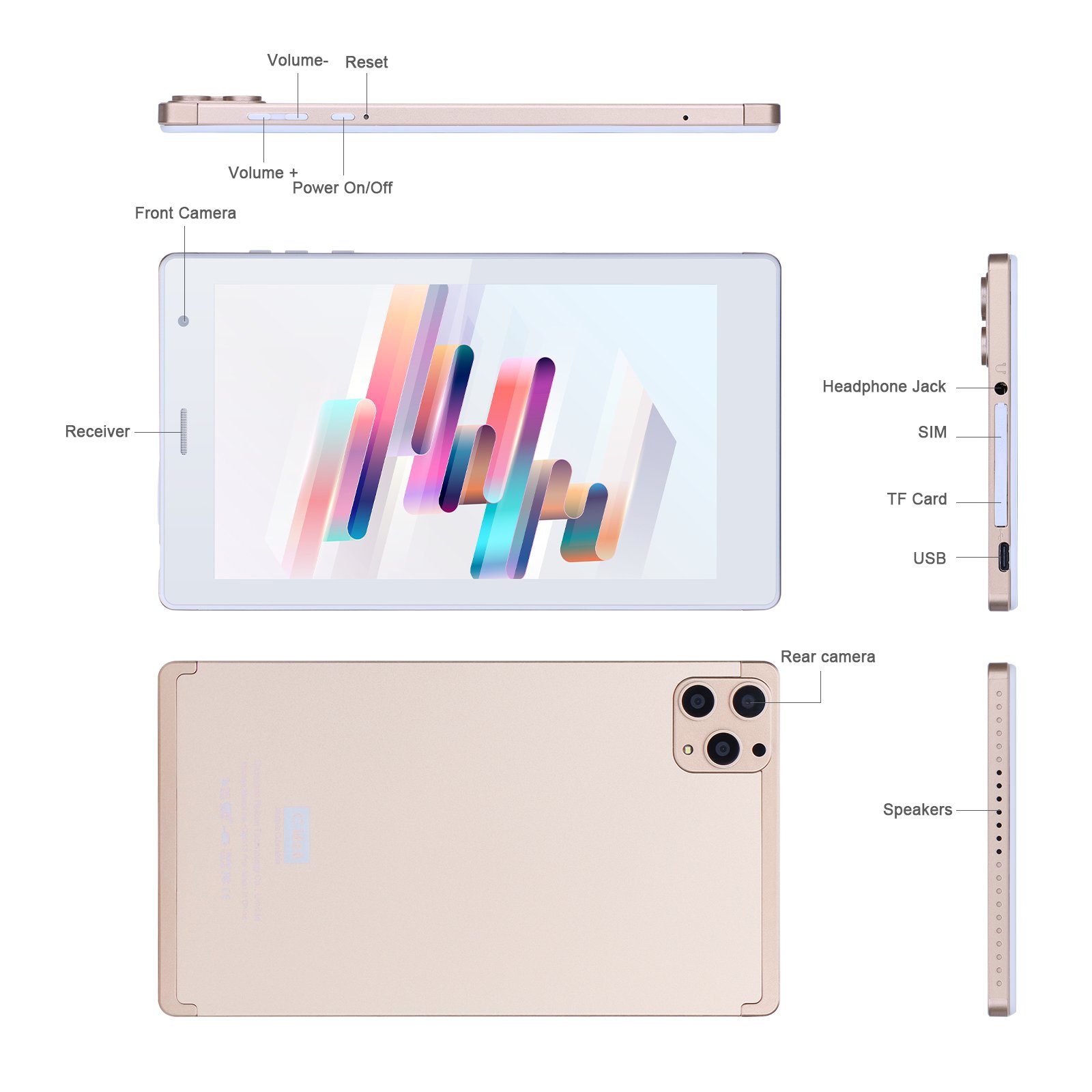 China Making Lcd Screen 8GB RAM 512GB ROM Quad Core 8000mAh for Student Adult Android 12 Tablet Pink