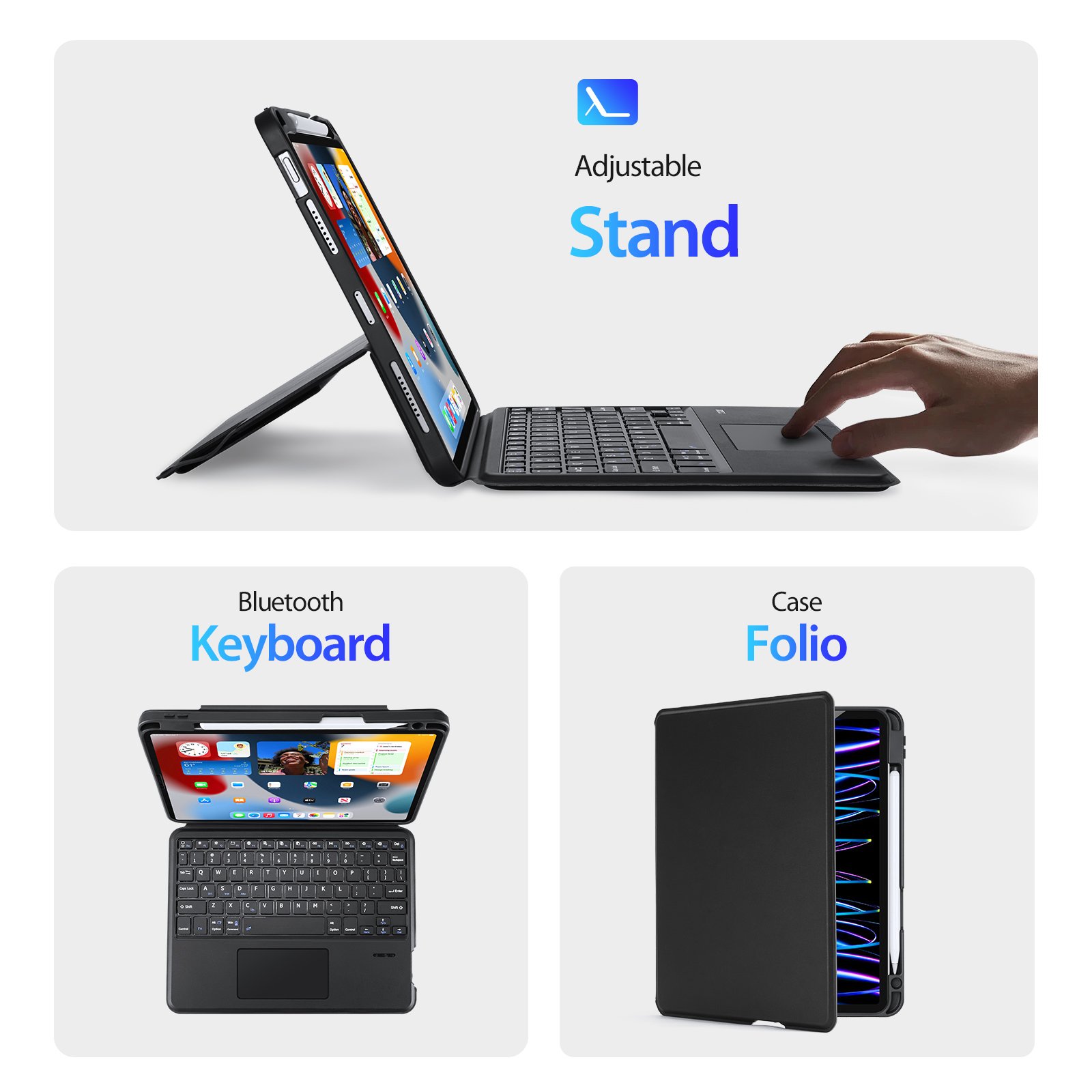 Protective Case Cover for Apple iPad Pro With Keyboard Case for iPad 11 inch (2021,2022)