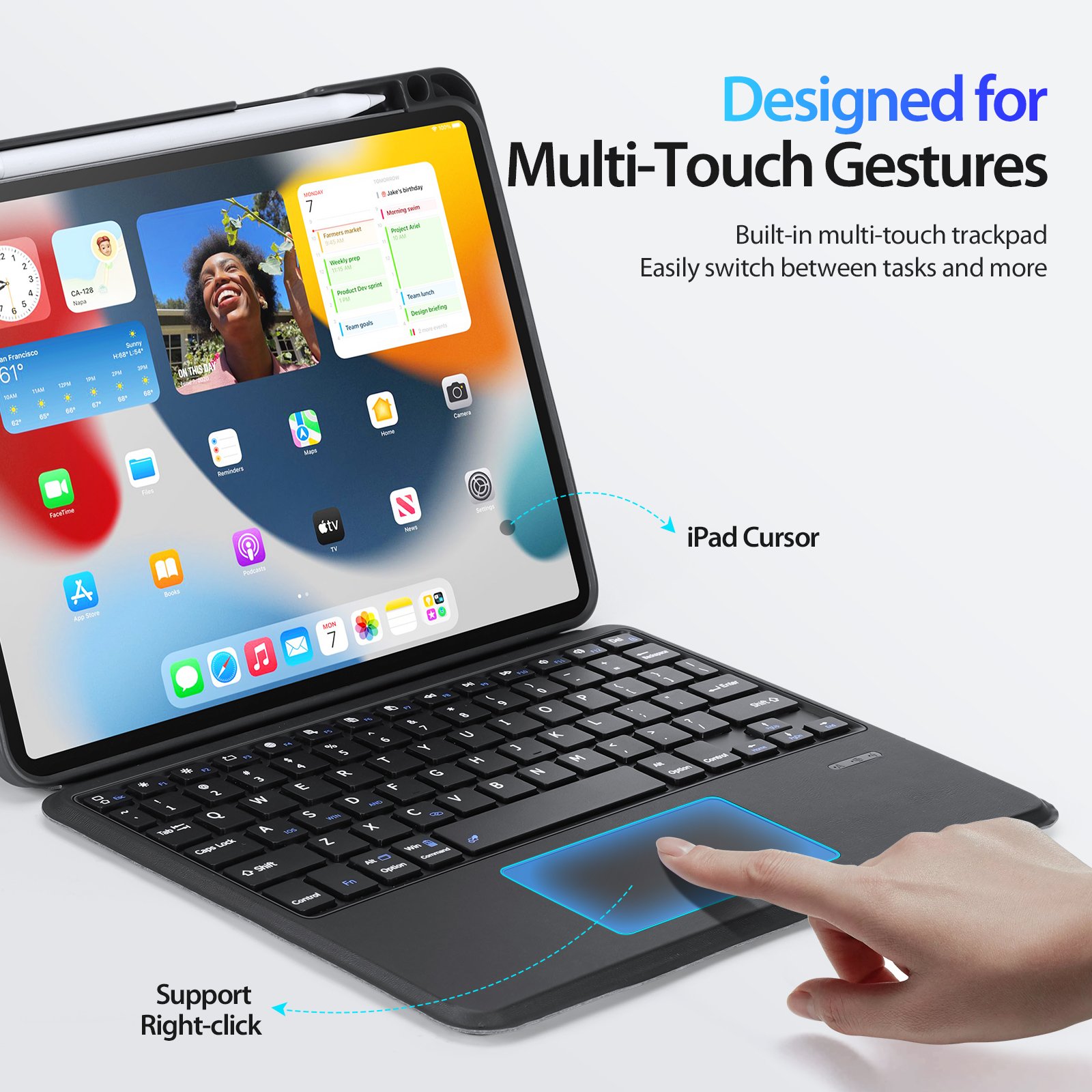 Protective Case Cover for Apple iPad Pro With Keyboard Case for iPad 11 inch (2021,2022)