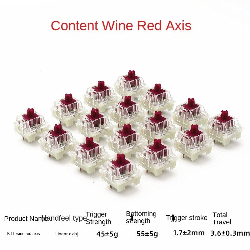 Wholesale of spot KTT wine red shaft customized mechanical keyboard shaft body hot swappable mahjong sound switch