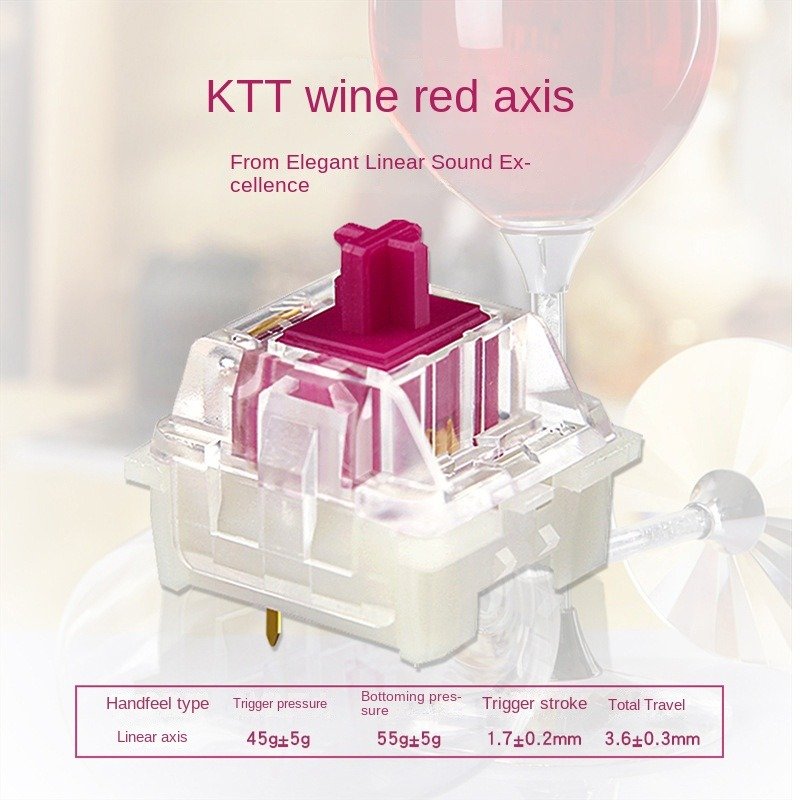 Wholesale of spot KTT wine red shaft customized mechanical keyboard shaft body hot swappable mahjong sound switch