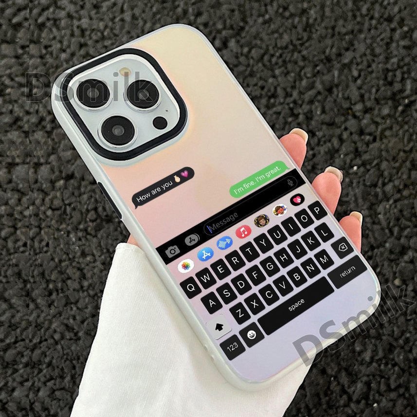 Keyboard Phone Case for iPhone 15 14 13 Pro 12 11 Pro Xs X XR Max Aurora Hard PC & TPU Cases Back Cover