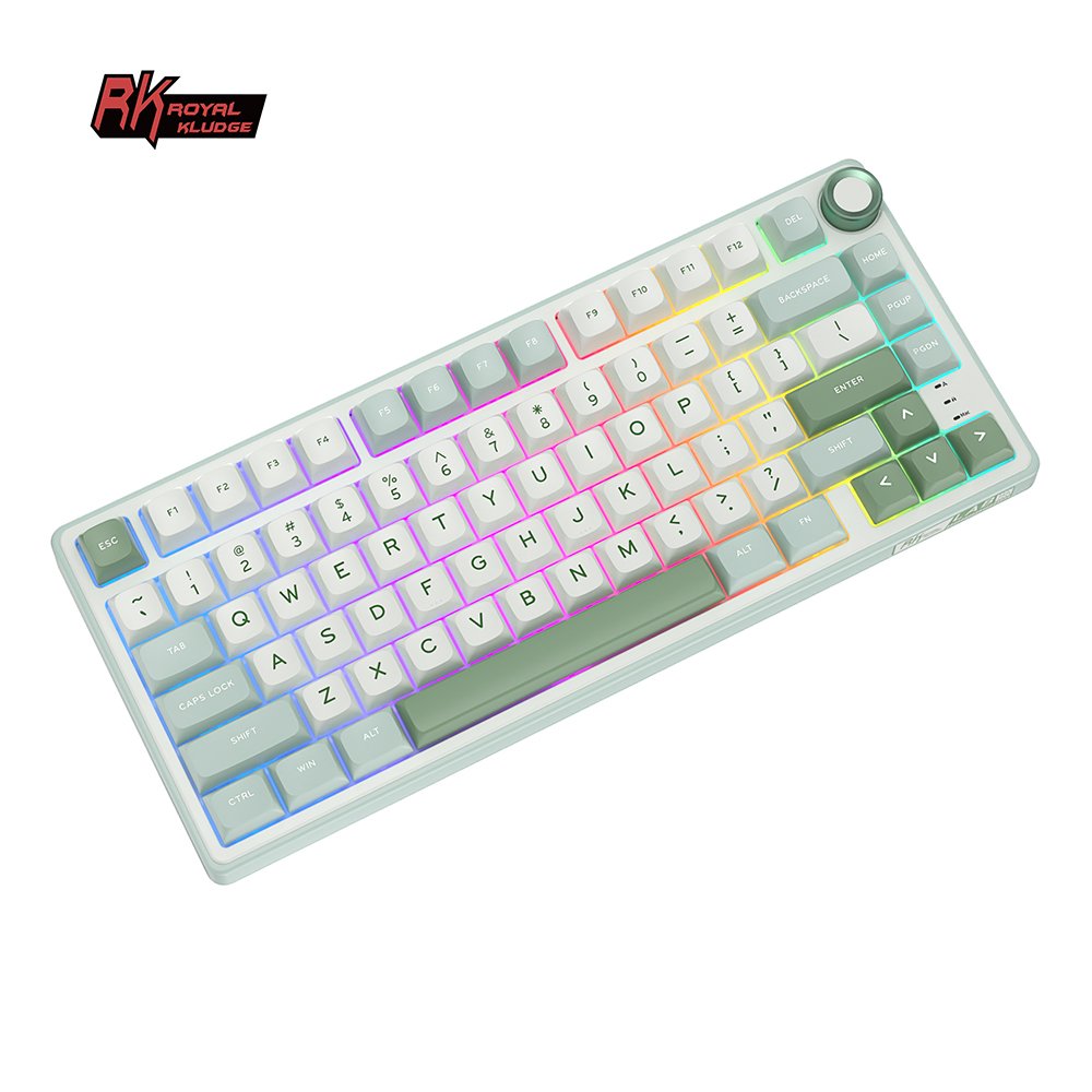 R75 RK ROYAL KLUDGE SkyCyan Gasket Wired Mechanical Keyboard 75% DIY Hotswap Keyboard PBT Colorblock Keycap Keyboard