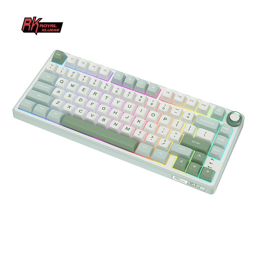 R75 RK ROYAL KLUDGE SkyCyan Gasket Wired Mechanical Keyboard 75% DIY Hotswap Keyboard PBT Colorblock Keycap Keyboard