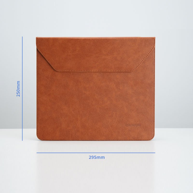 Storage bag made of PU leather material and plush lining can accommodate magic keyboard and tablet together