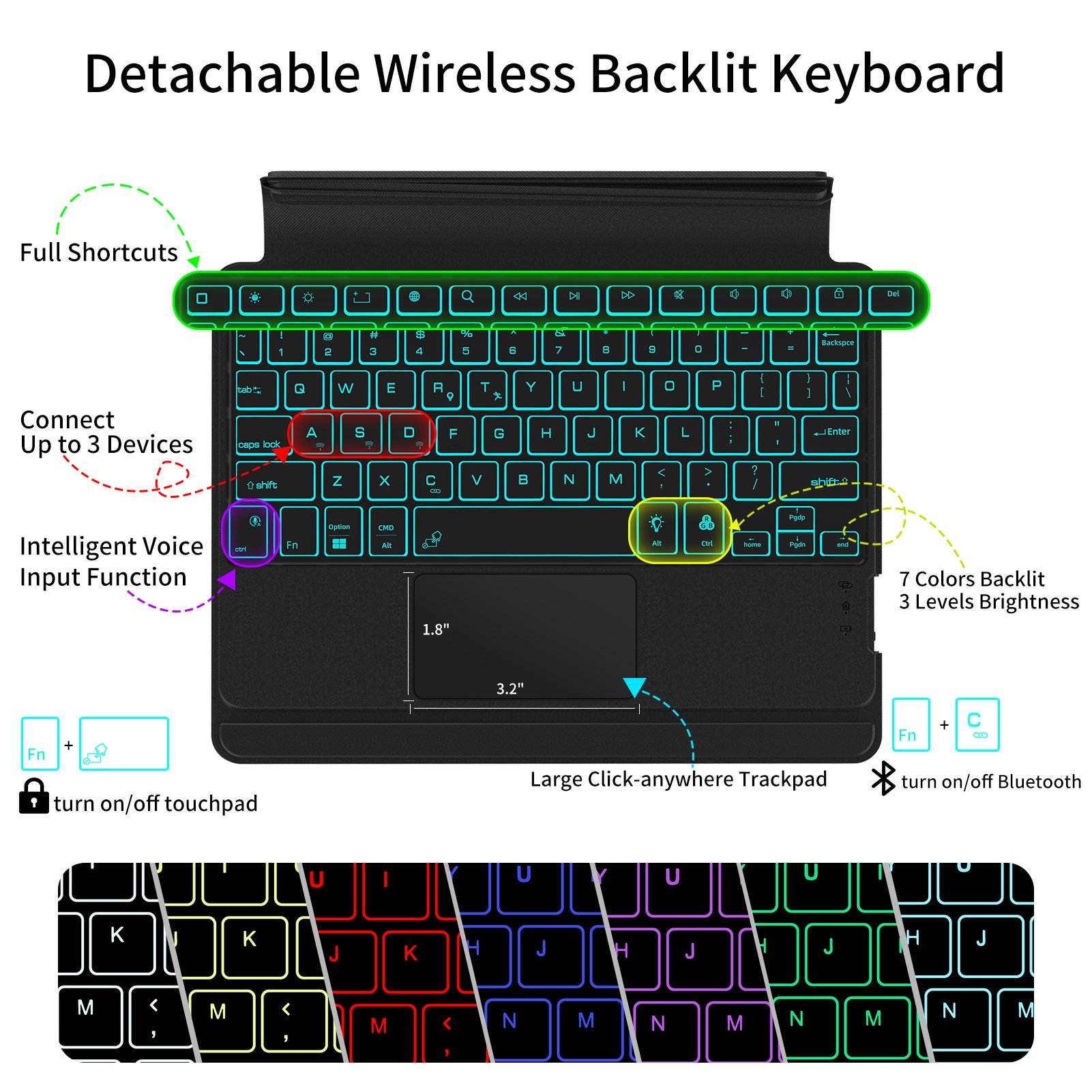 2024 Detachable Keyboard for iPad 10.9 Air 4/5 with Touchpad Tablet Case 10.2 2019/2020/2021 mini6 12.9 13 air 6 11 inch Cover