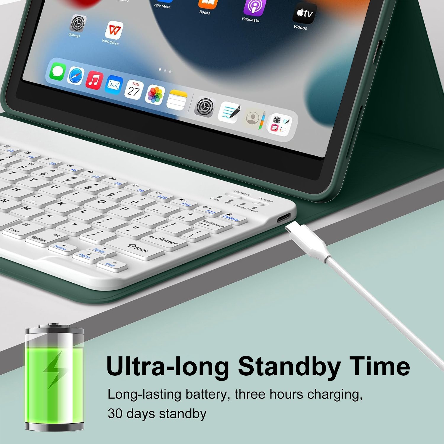 Kenke Tablet Covers Cases iPad Air 4 5 Wireless Tablet Keyboard Case For Apple Ipad 10.9 Inch With Touch Screen Pencil Holder