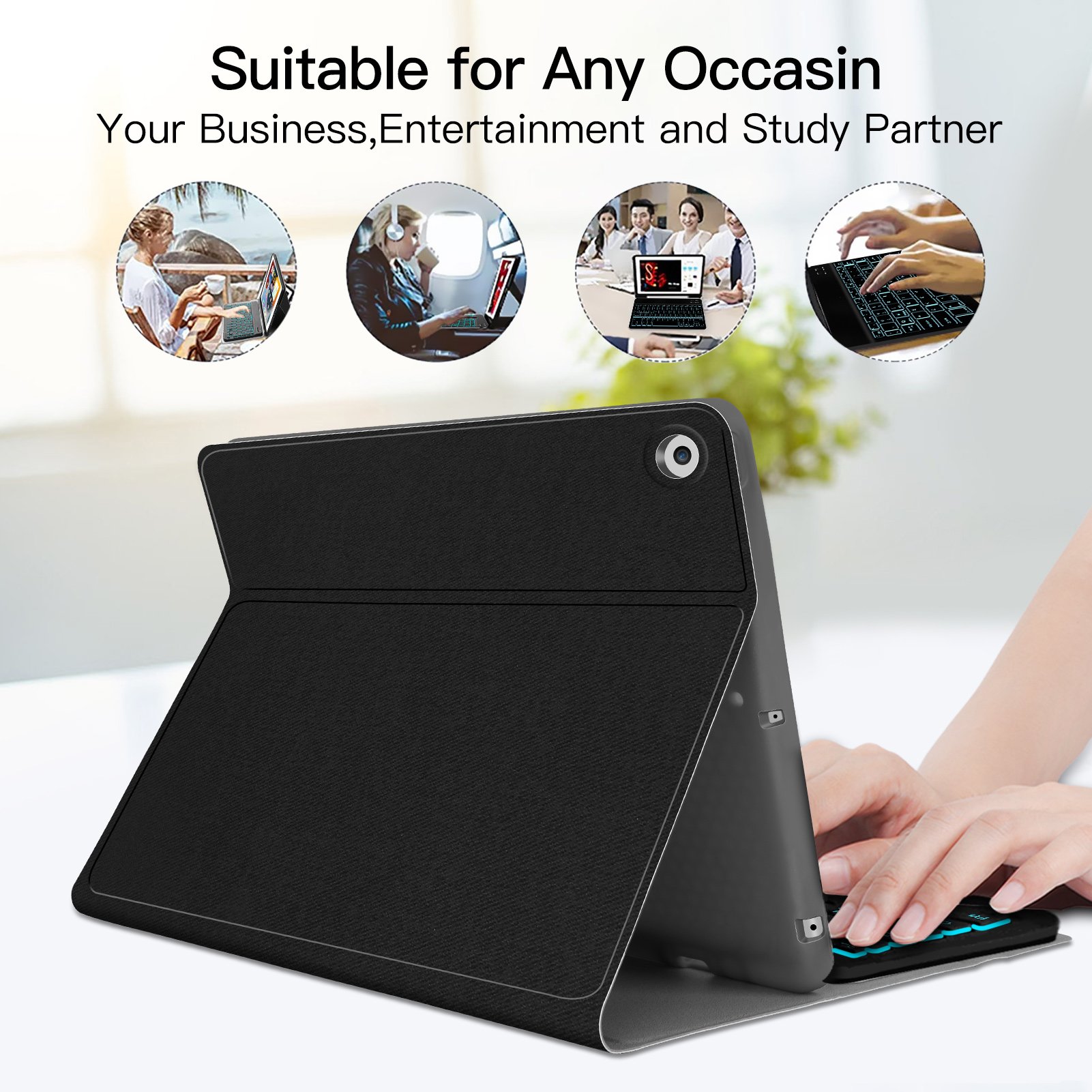 Hot Sale Pu Leather For Ipad 7/8/9th 10.2 Inches With Pencil Holder Seven color backlight For Ipad Pro 11 Keyboard Cover