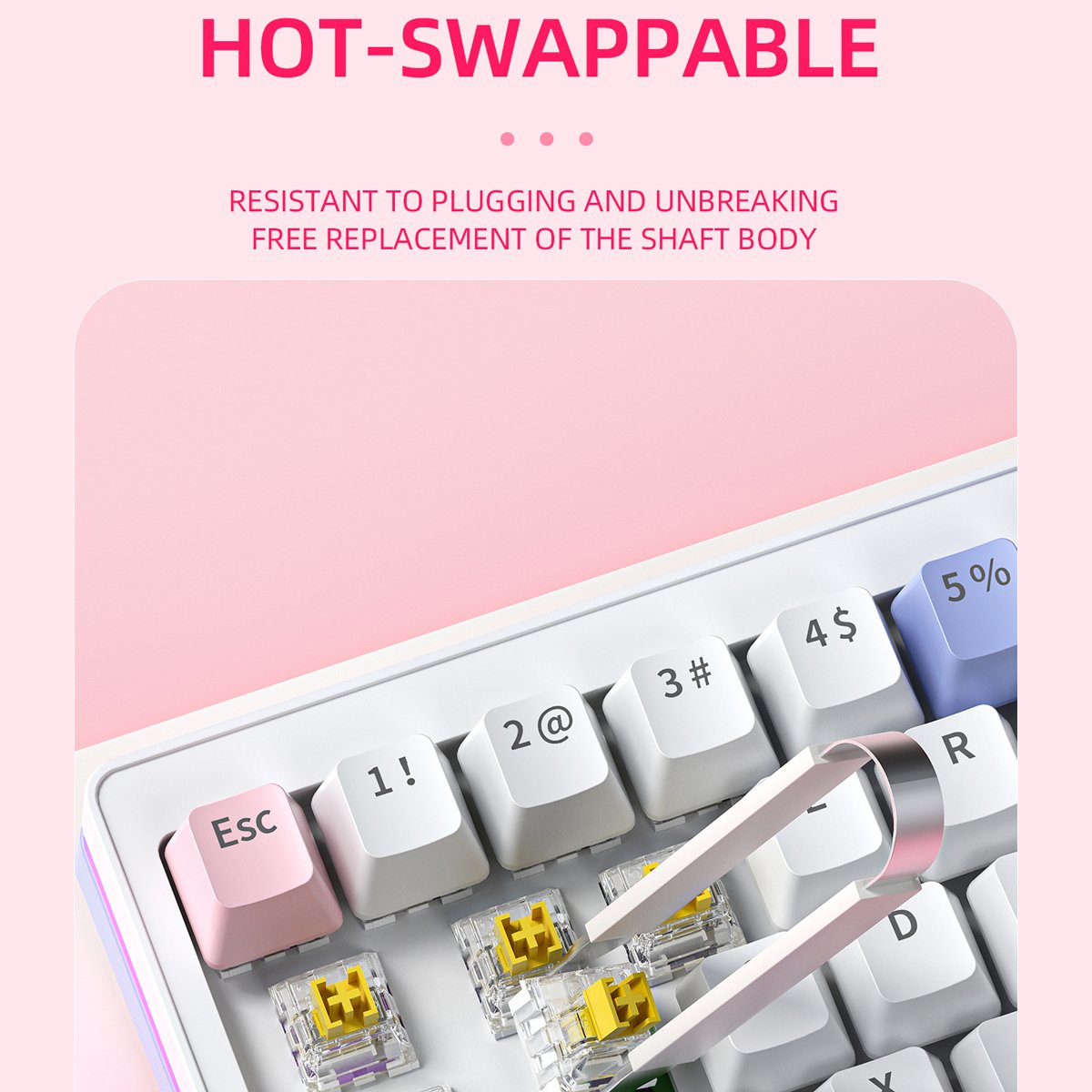 ZIFRIEND ZA63 2.4G Wireless 60% Keyboard Hot Swap Yellow Switch RGB Backlit Gaming Keyboard Mechanical Russia Layout 63 Keys
